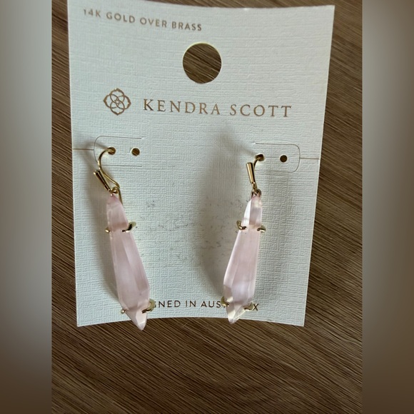 Kendra Scott Jewelry - Kendra Scott Rose Quartz-Look Gold Drop Earrings